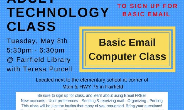 Basic Email Computer Class Offered Tuesday at Fairfield Library