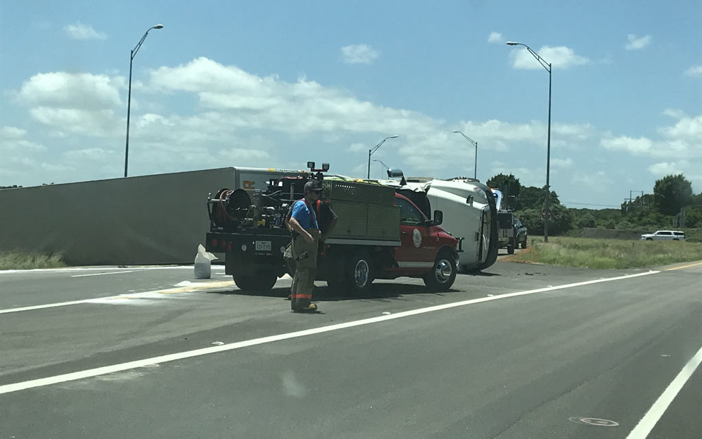 18-Wheeler Overturns Highway 84/79 Junction Near Trinity River