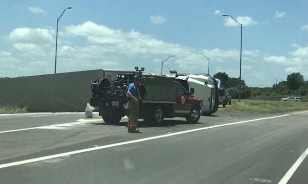 18-Wheeler Overturns Highway 84/79 Junction Near Trinity River