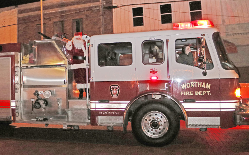 Santa Visits With Children In Downtown Wortham, Texas