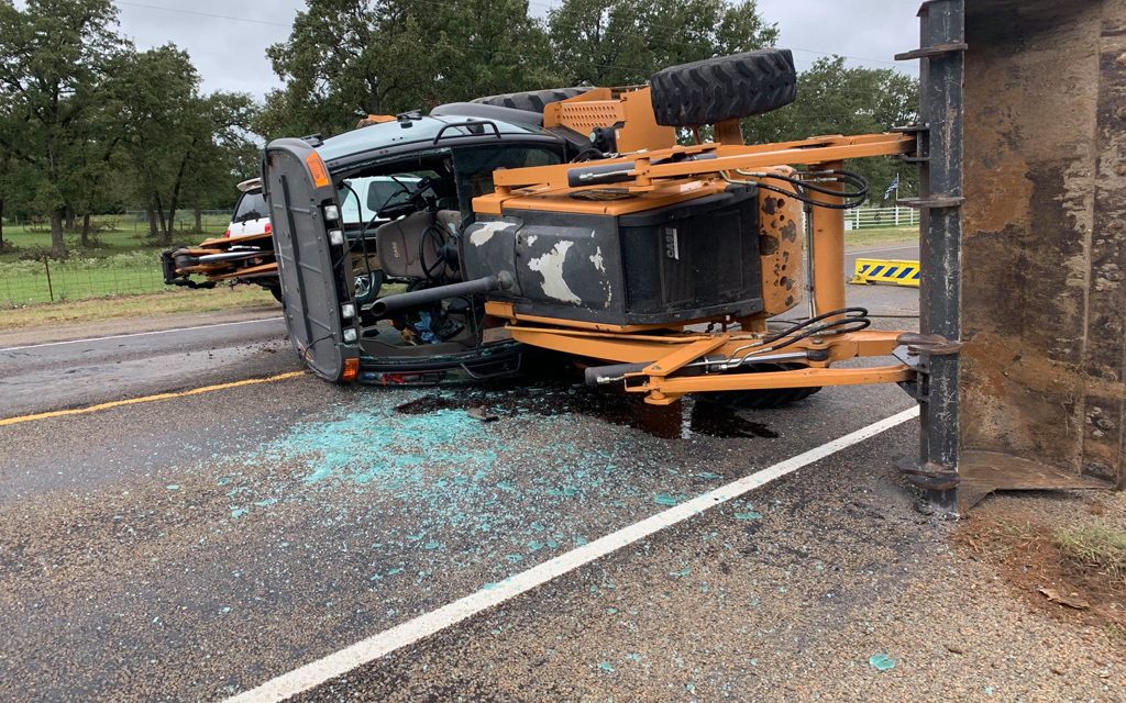 Highway Blocked by Overturned City Equipment