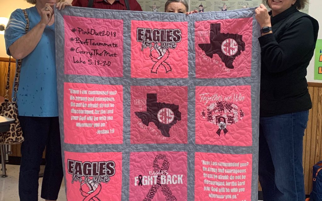 Blanket Presented to ‘Pink Out’ Organizer