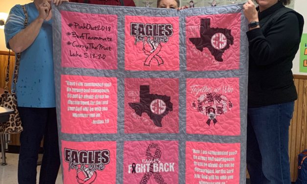 Blanket Presented to ‘Pink Out’ Organizer