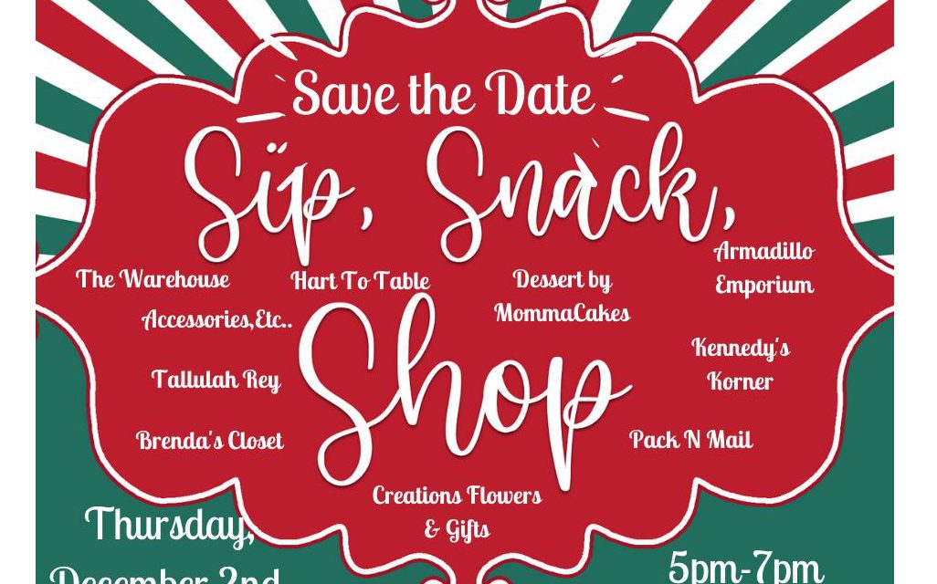 Menus Posted for Thursday Dec. 2nd Sip, Snack & Shop Event in Fairfield