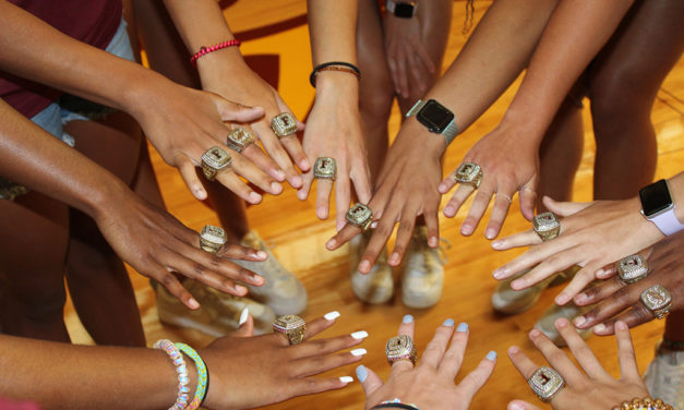 State Champion Rings Awarded to Lady Eagles at Community Celebration