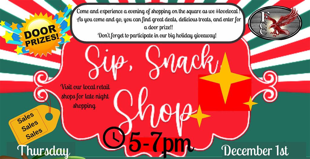 Sip, Snack & Shop this Thursday, December 1st in downtown Fairfield