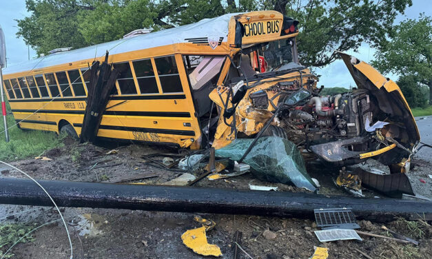 Only Minor Injuries Reported as School Bus Hits Electric Pole