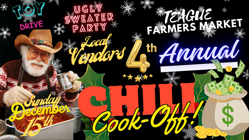 Chili Cook-Off & Ugly Sweater Fun at Teague Christmas Farmers Market Next Sunday