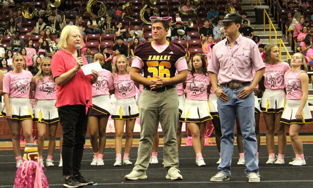 Proceeds of ‘Pink Out’ Fundraiser Presented at FHS Pep Rally to Freestone Cancer Support Group